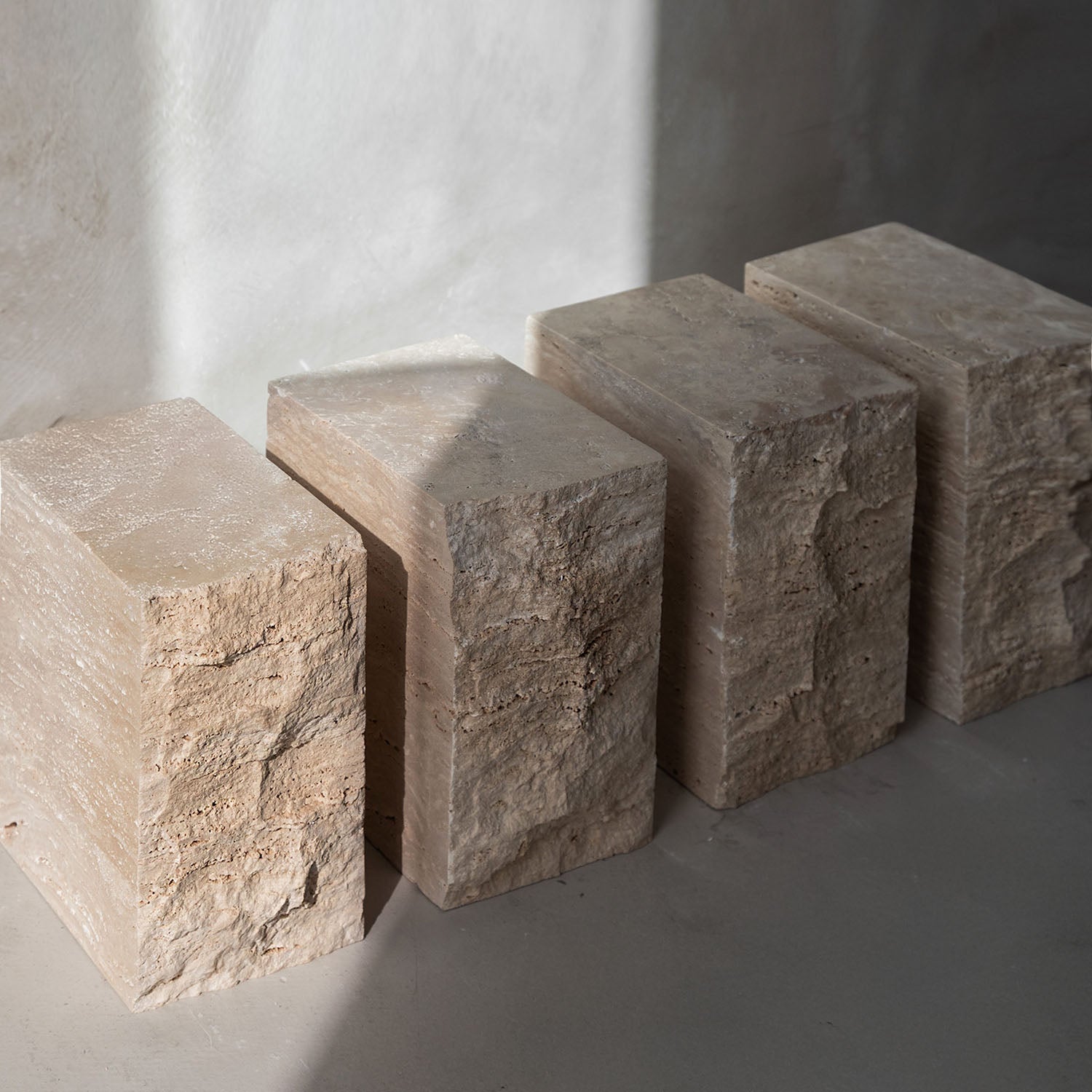 TRAVERTINE BLOCK SIDE TABLE