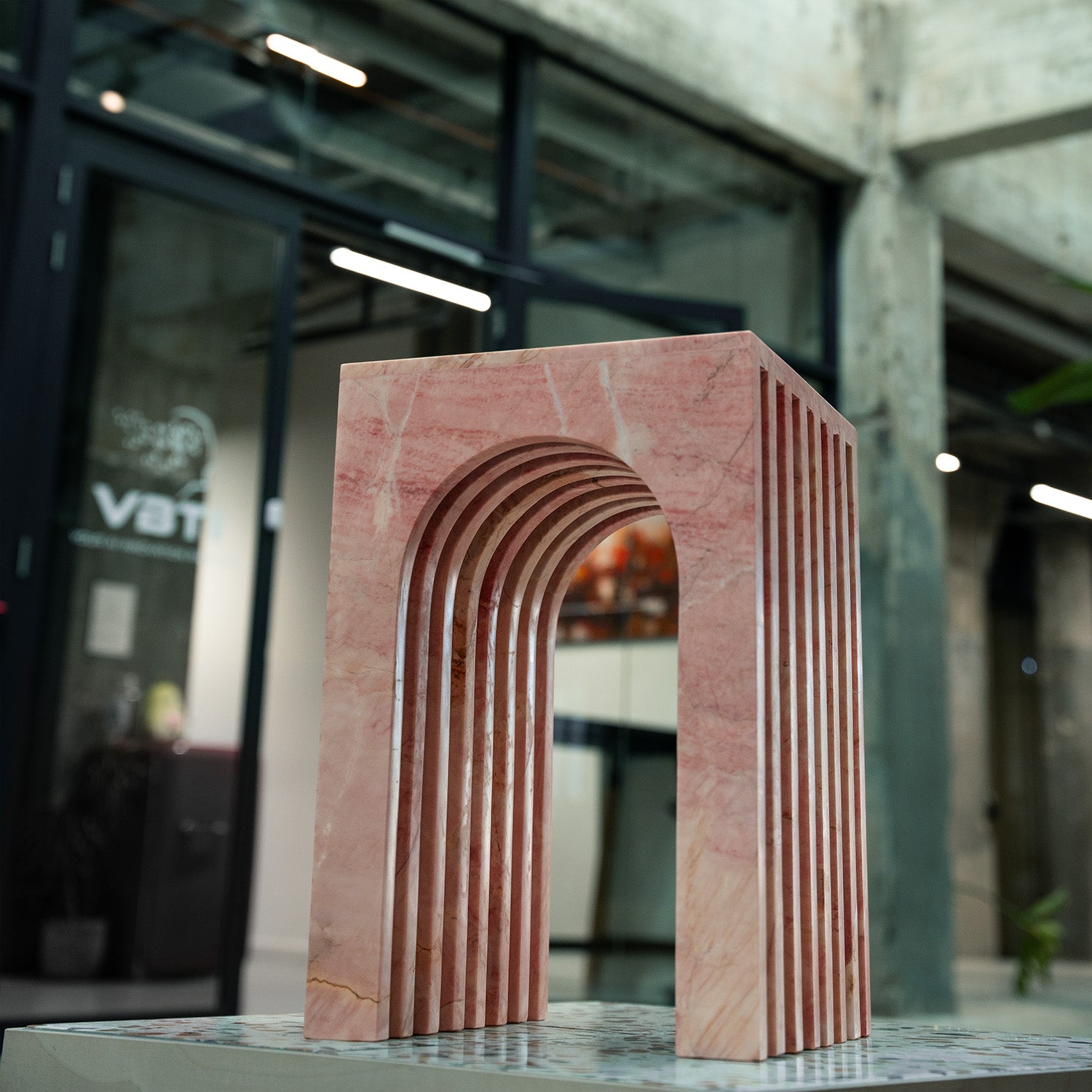 BALANCE PINK MARBLE SIDE TABLE