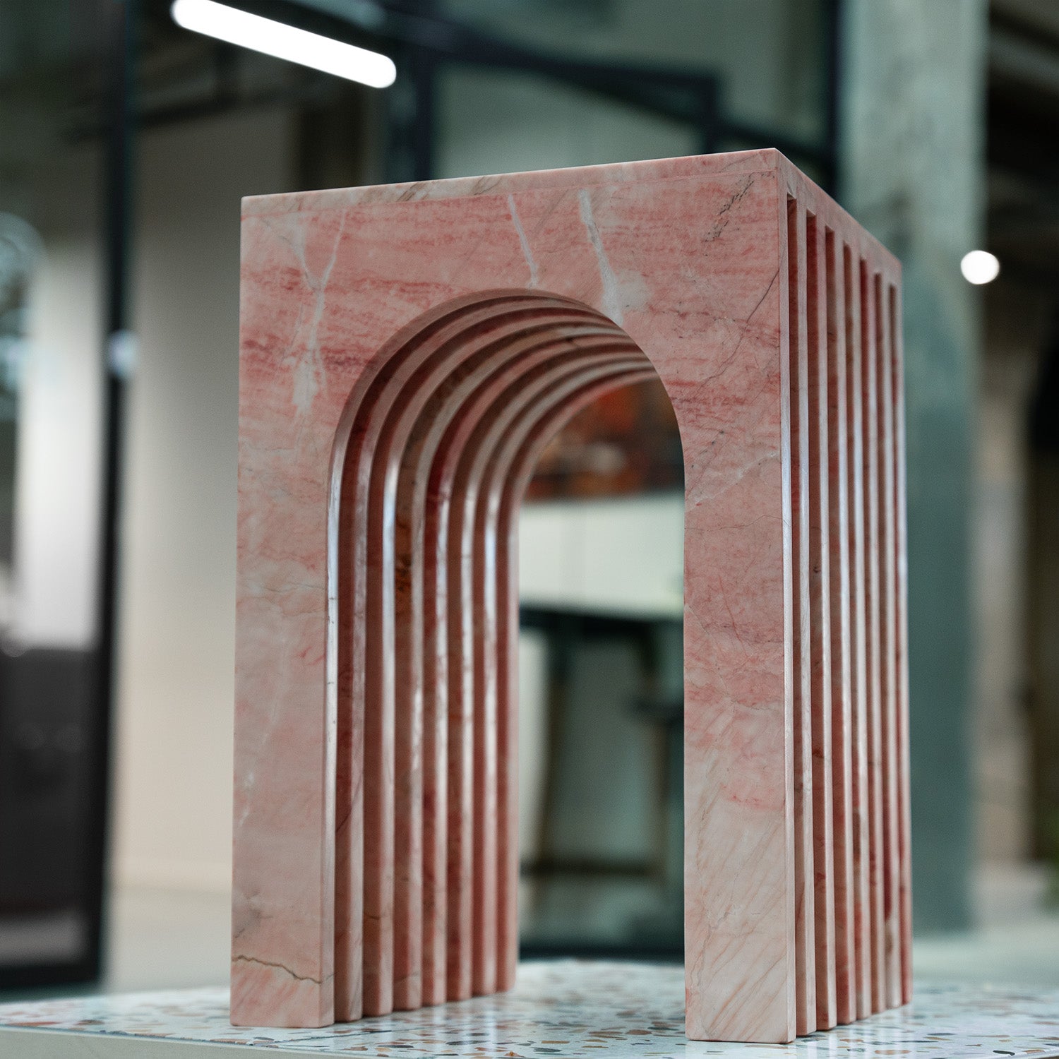 BALANCE PINK MARBLE SIDE TABLE