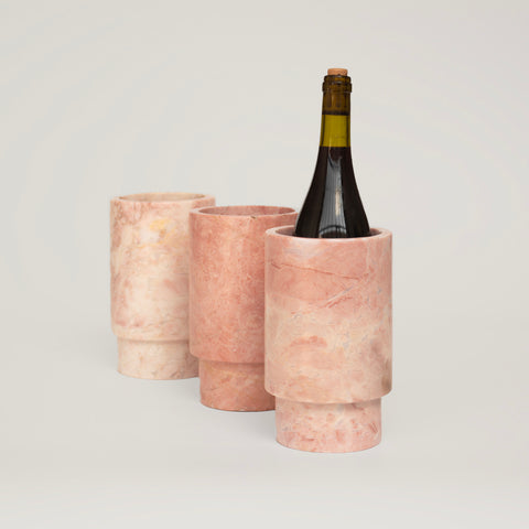 PINK MARBLE VASE AND WINE COOLER