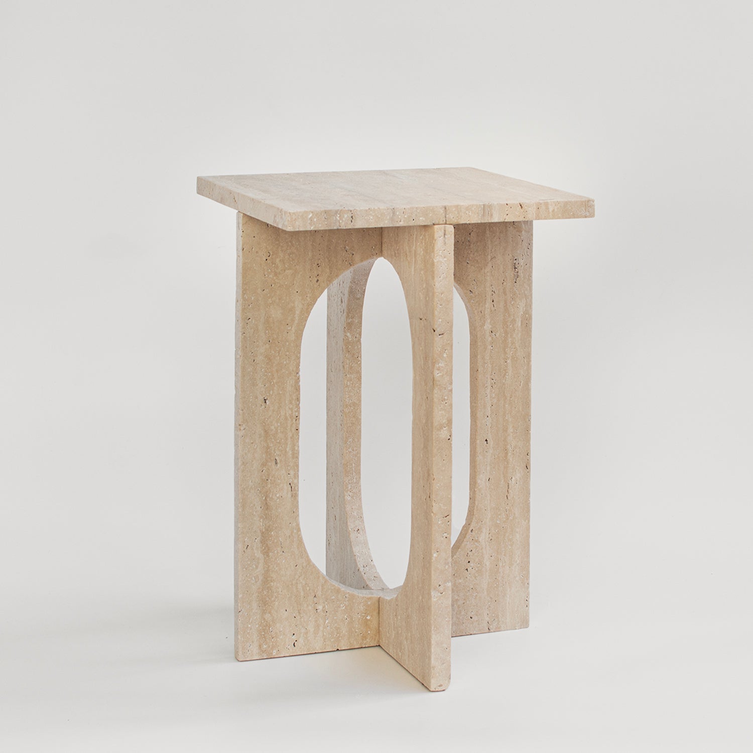 'BOND' SIDE TABLE - TRAVERTINE