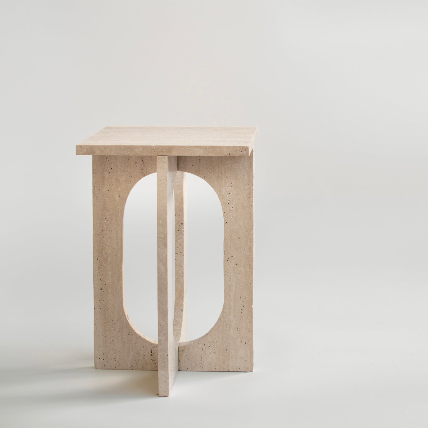 'BOND' SIDE TABLE - TRAVERTINE