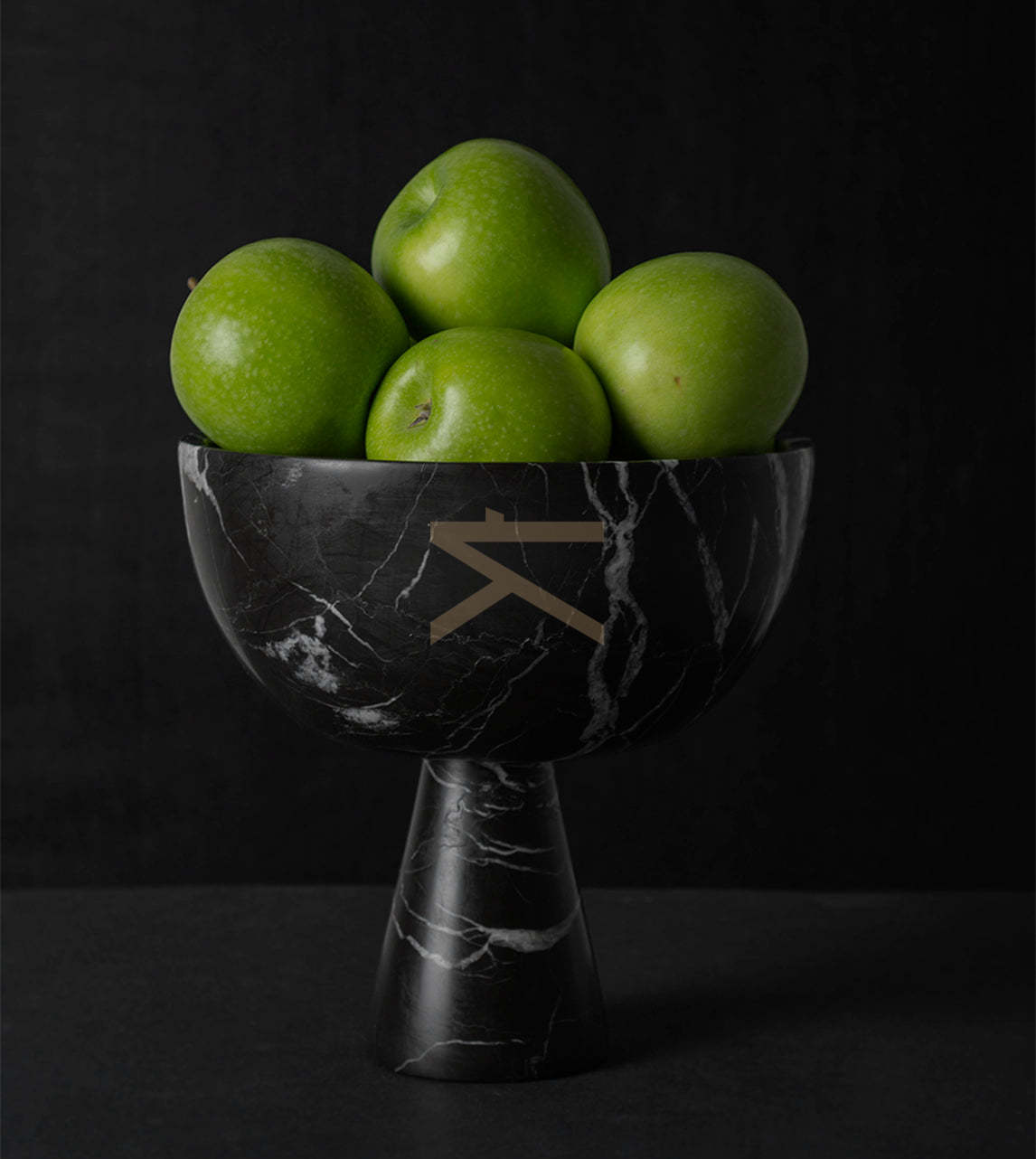 № 87 - BLACK MARBLE PEDESTAL BOWL LARGE - [Kiwano_Concept]