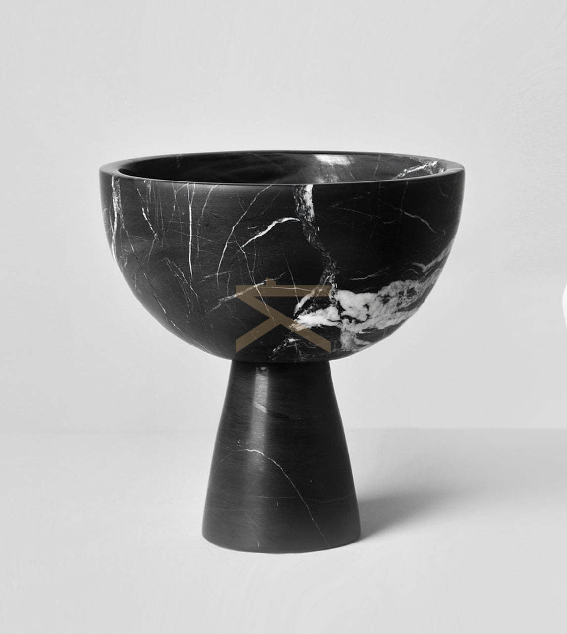 № 87 - BLACK MARBLE PEDESTAL BOWL LARGE - [Kiwano_Concept]