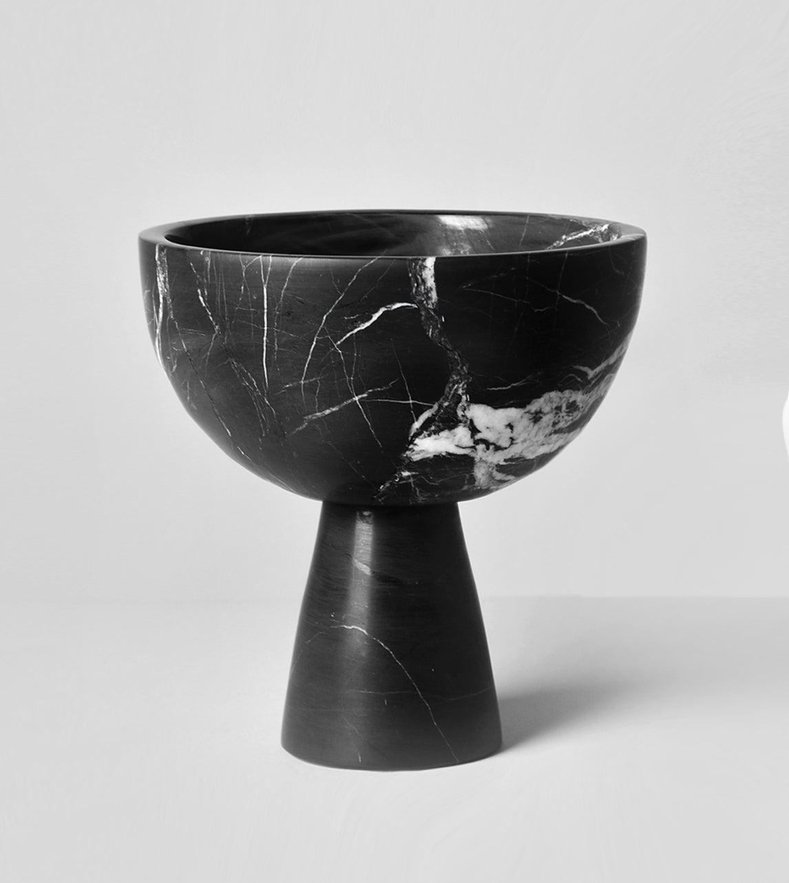 № 87 - BLACK MARBLE PEDESTAL BOWL LARGE - [Kiwano_Concept]