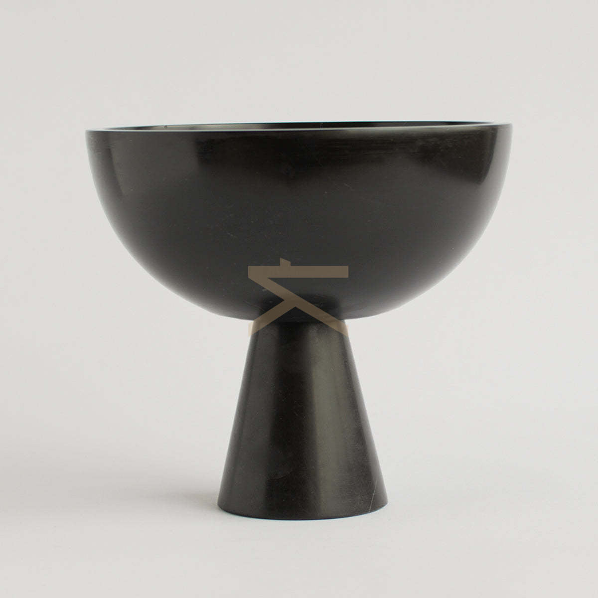 BLACK MARBLE PEDESTAL BOWL LARGE | no vein