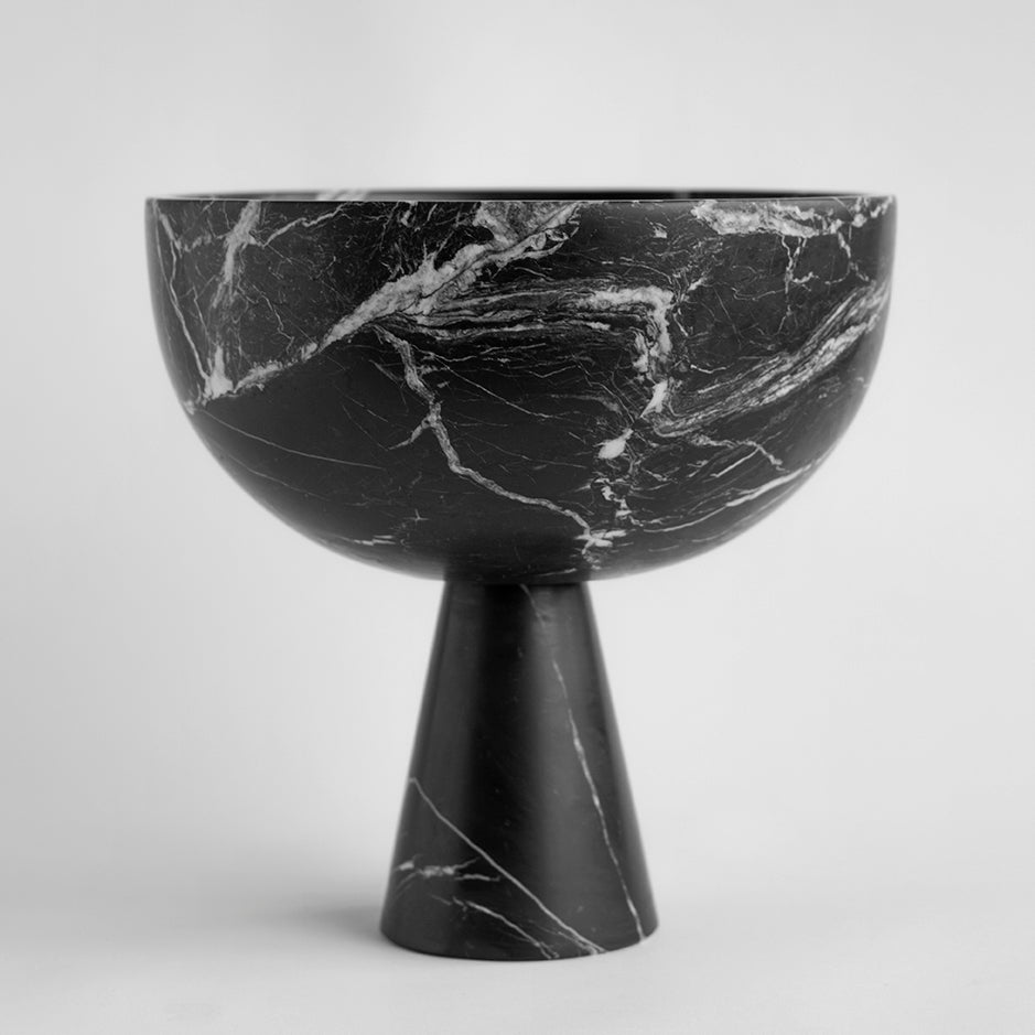 BLACK MARBLE PEDESTAL BOWL XL  |  SAMPLE SALE