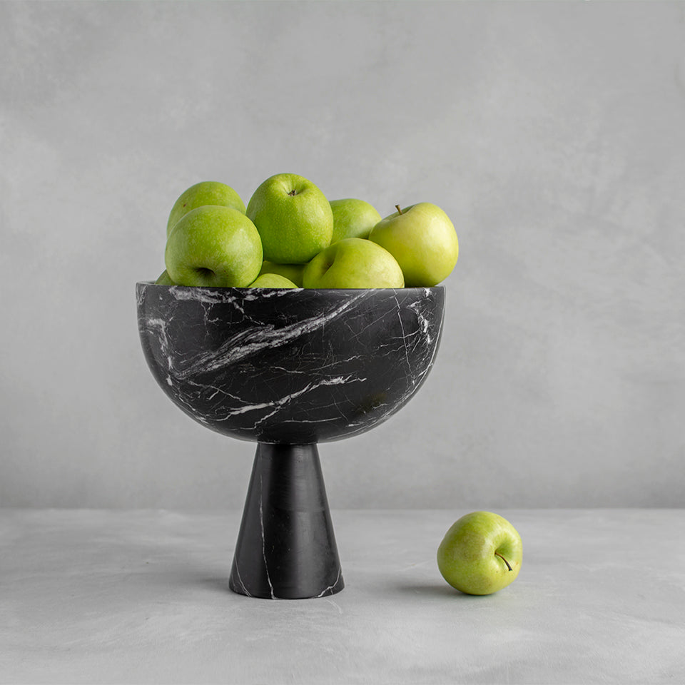 BLACK MARBLE PEDESTAL BOWL XL  |  SAMPLE SALE