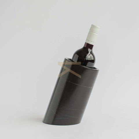 BLACK MARBLE ANGLED WINE COOLER - No vein