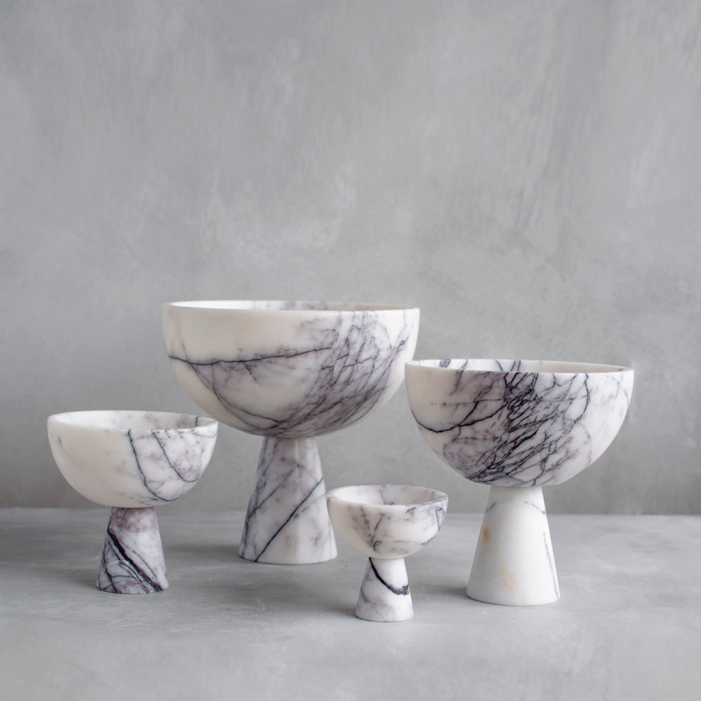 LILAC MARBLE PEDESTAL BOWL XL  |  SAMPLE SALE