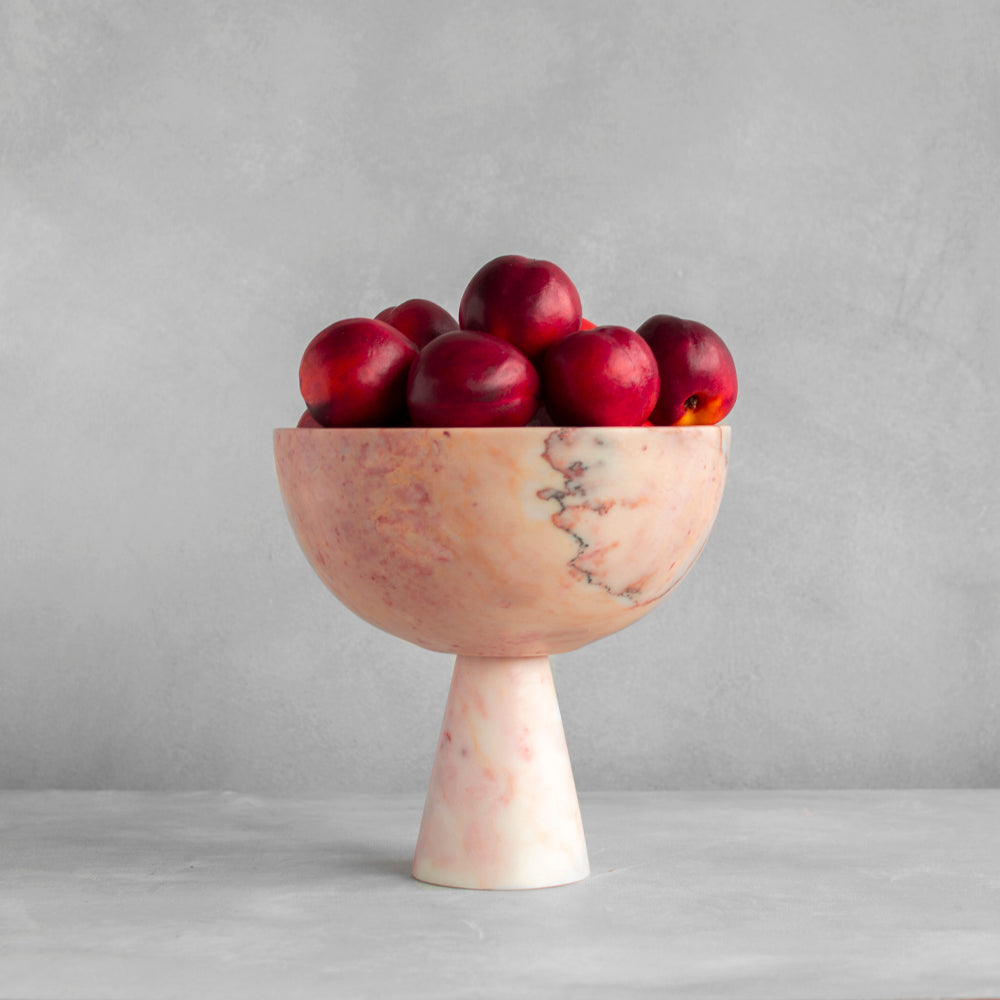 PINK MARBLE PEDESTAL BOWL XL  |  SAMPLE SALE