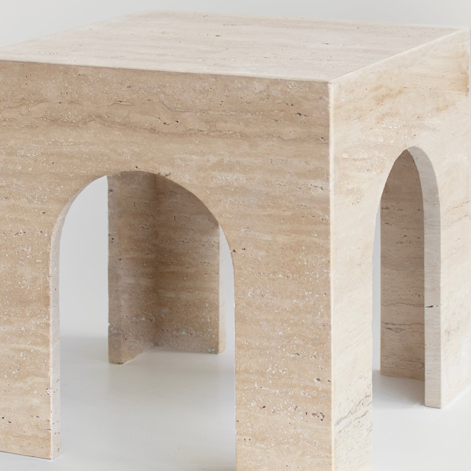 TRAVERTINE ARCH SIDE TABLE