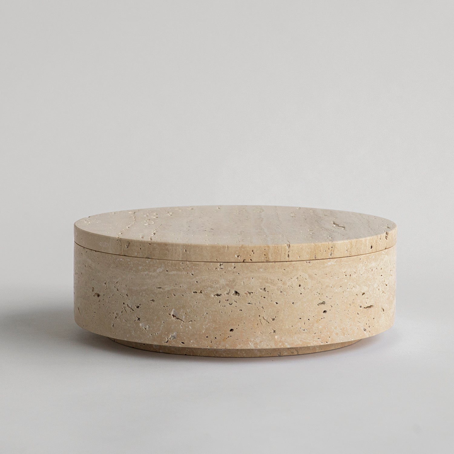 TRAVERTINE CYLINDER BOWL WITH LID