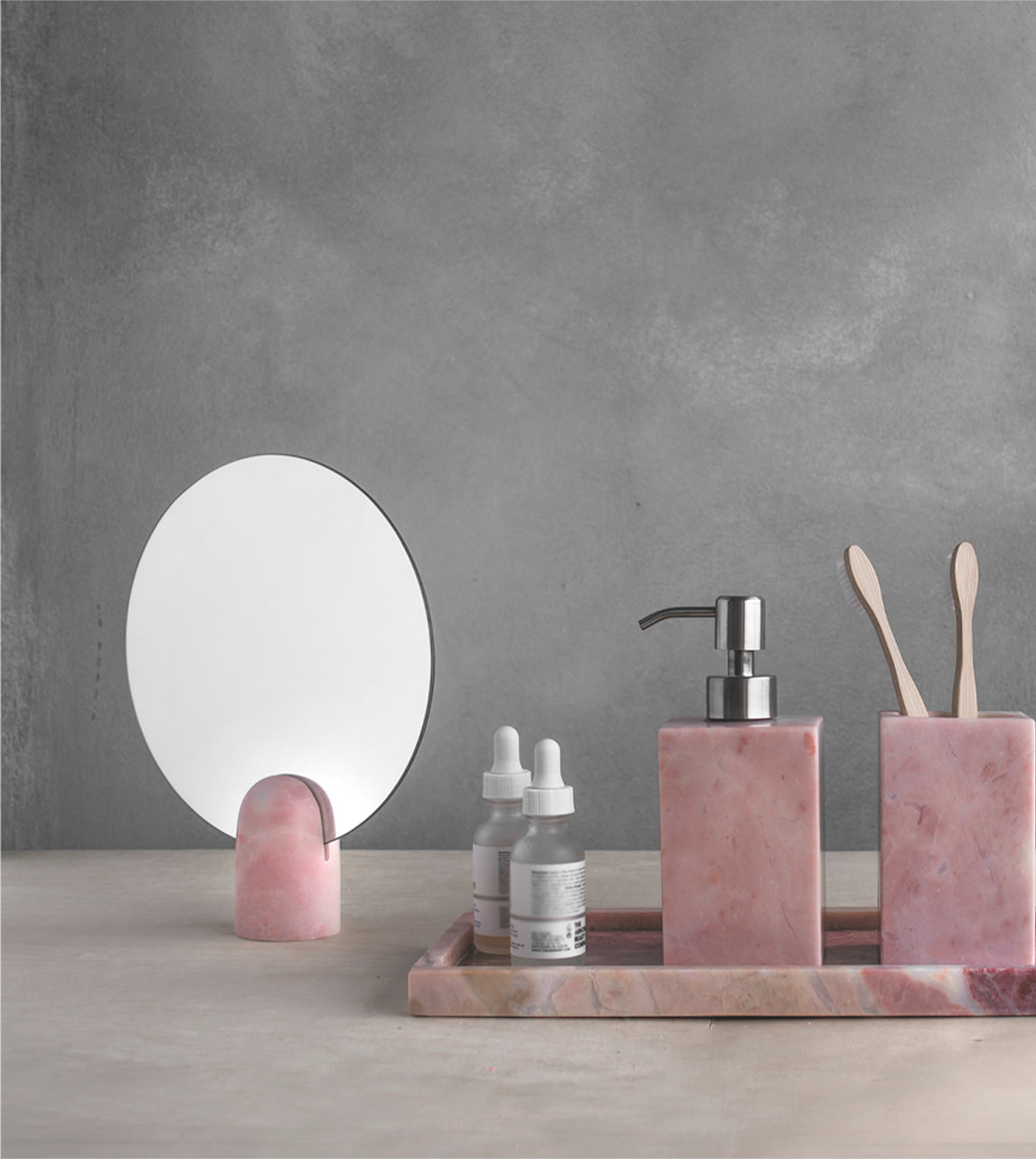 PINK MARBLE MIRROR STAND - [Kiwano_Concept]