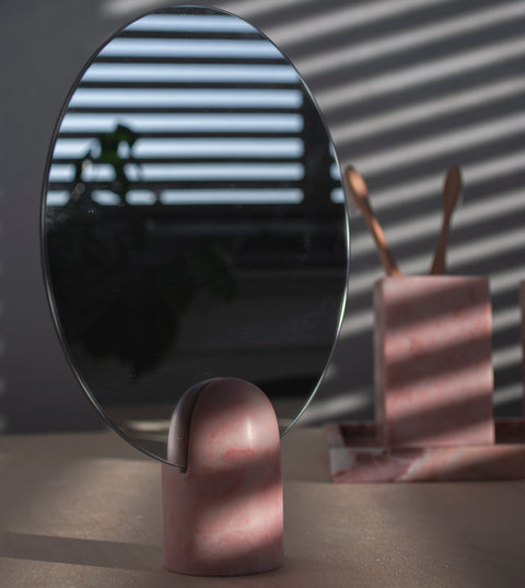 PINK MARBLE MIRROR STAND - [Kiwano_Concept]