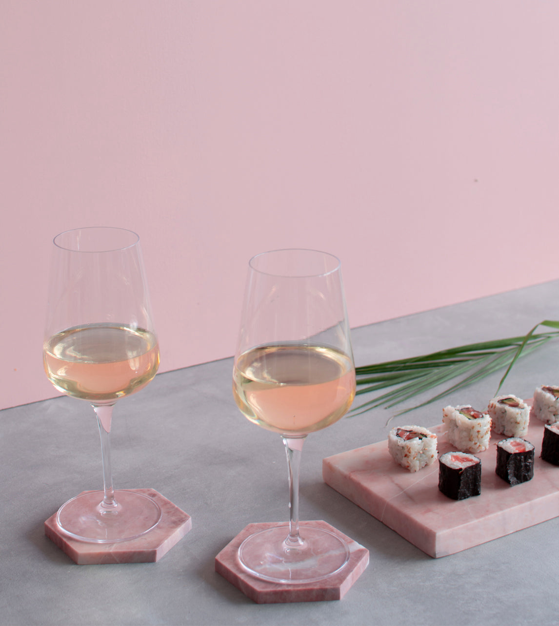 PINK MARBLE HEXAGON COASTERS