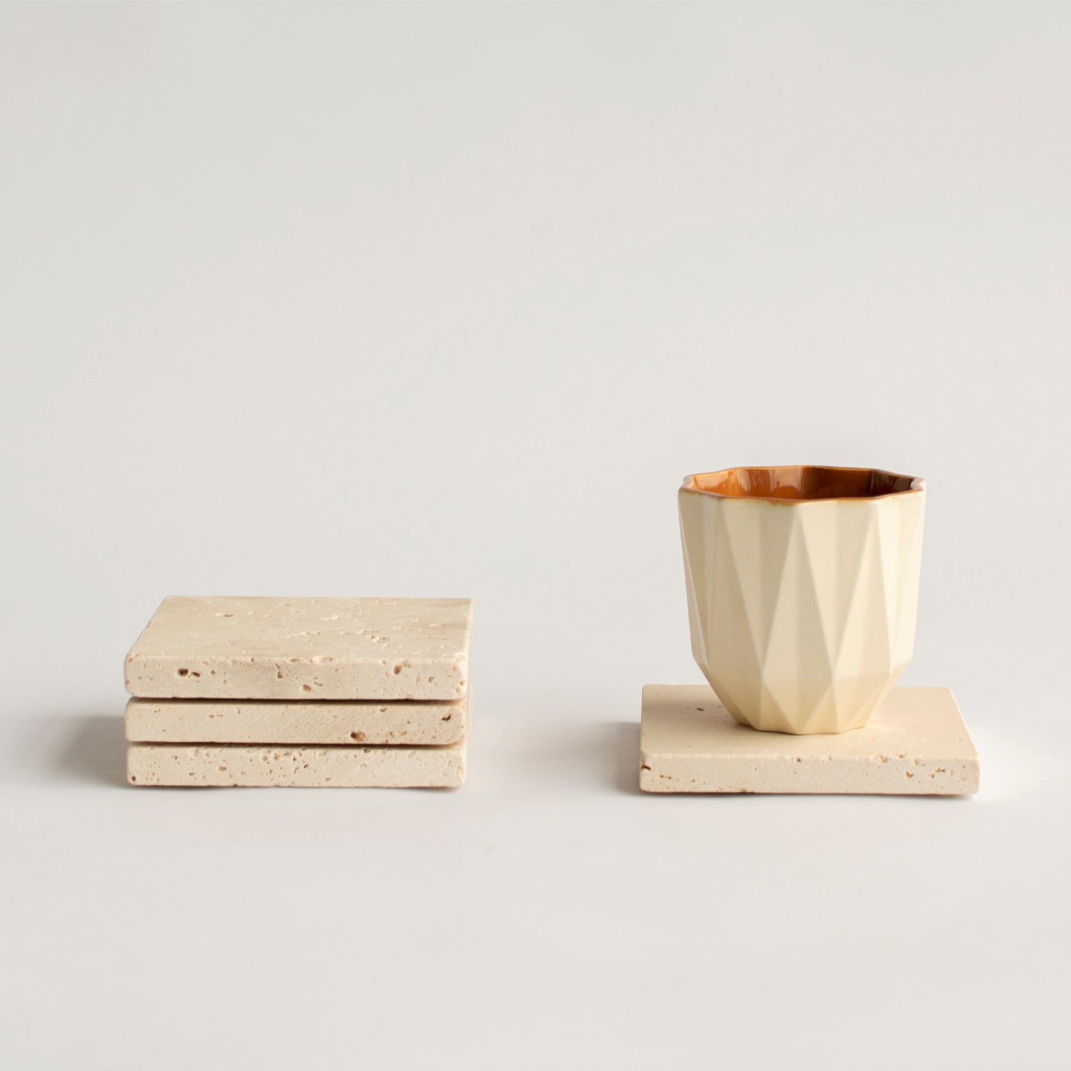 Travertine Square Coasters