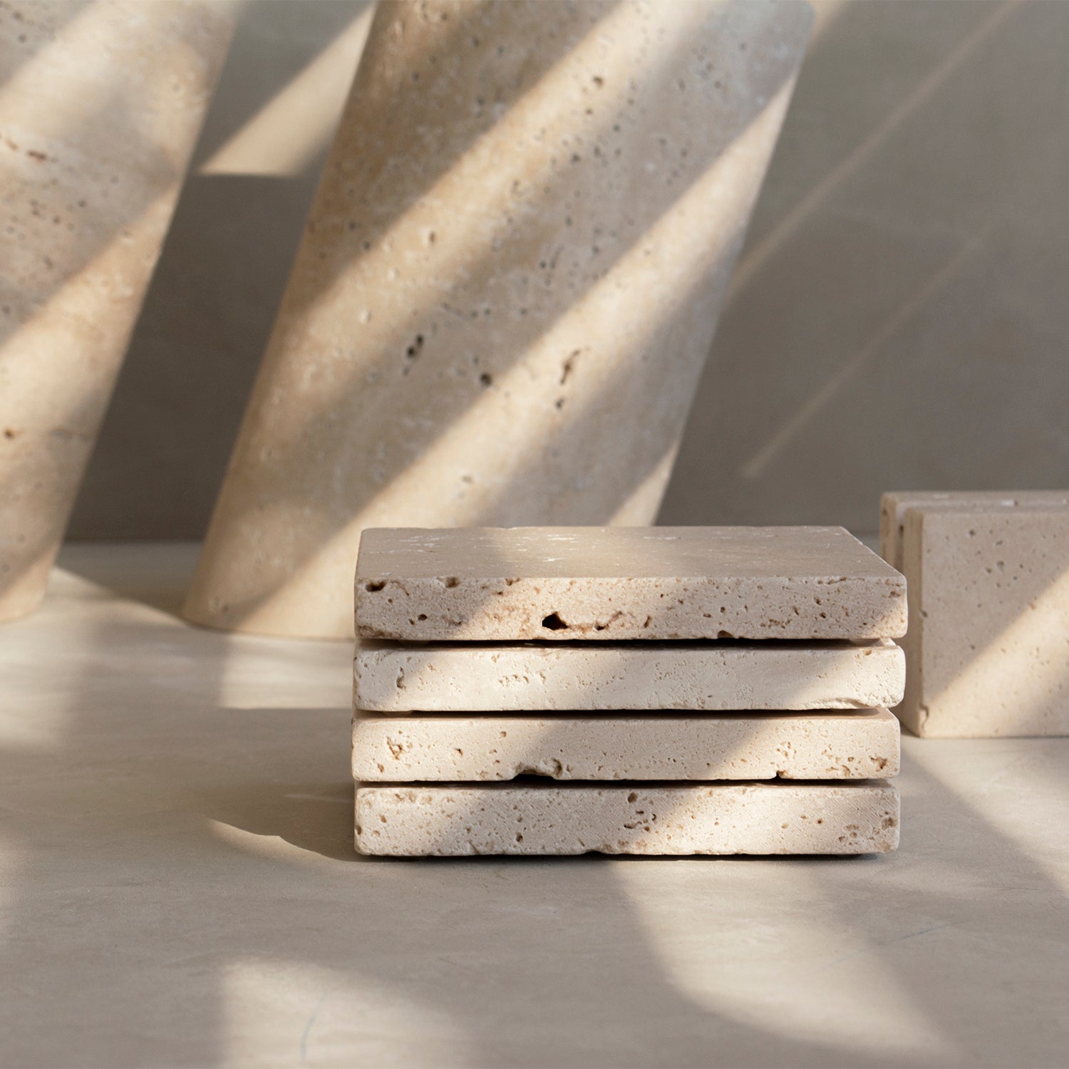 Travertine Square Coasters