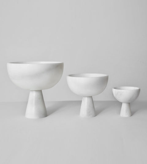 White Marble Pedestal Bowl Large - [Kiwano_Concept]