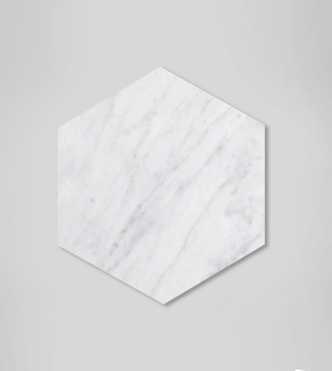 WHITE MARBLE HEXAGON PLATTER MEDIUM - [Kiwano_Concept]